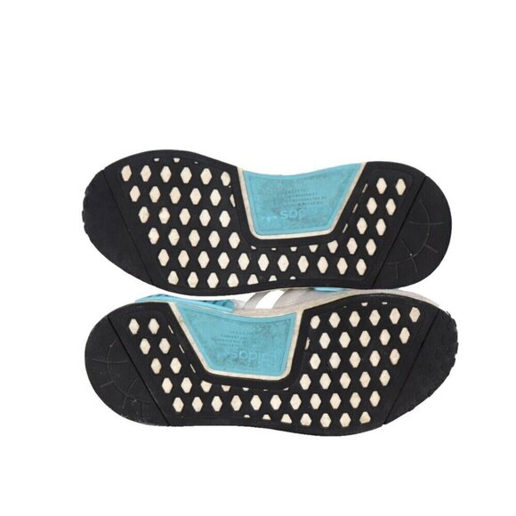 Adidas Womens Size 5 Bright Cyan White Blue NMD R1 Sneaker Lace Up Boost Trainer - Picture 5 of 7